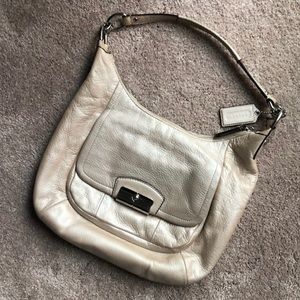 {Coach} champagne leather tote bag